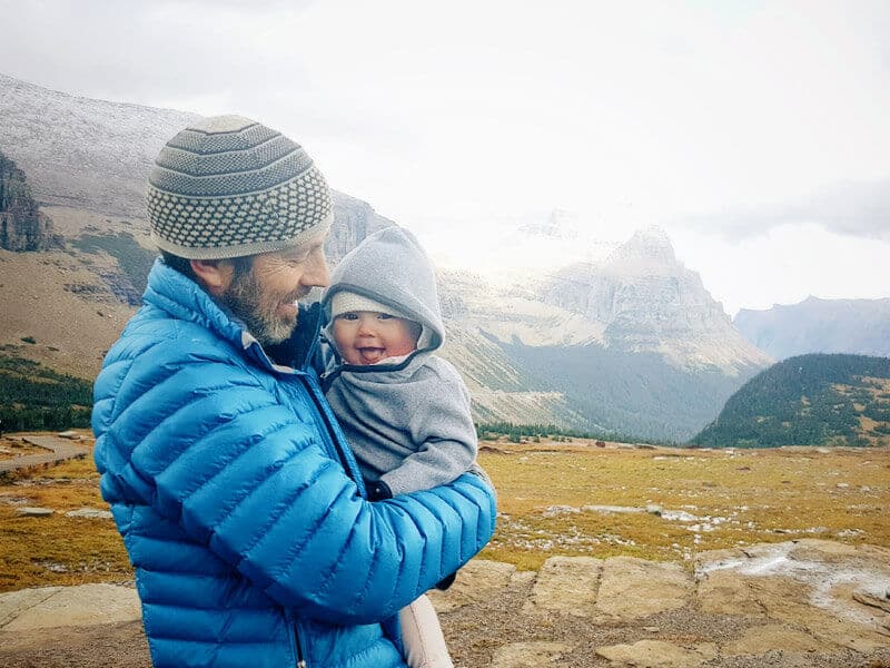 Wearing a fleece hoodie and wool hat