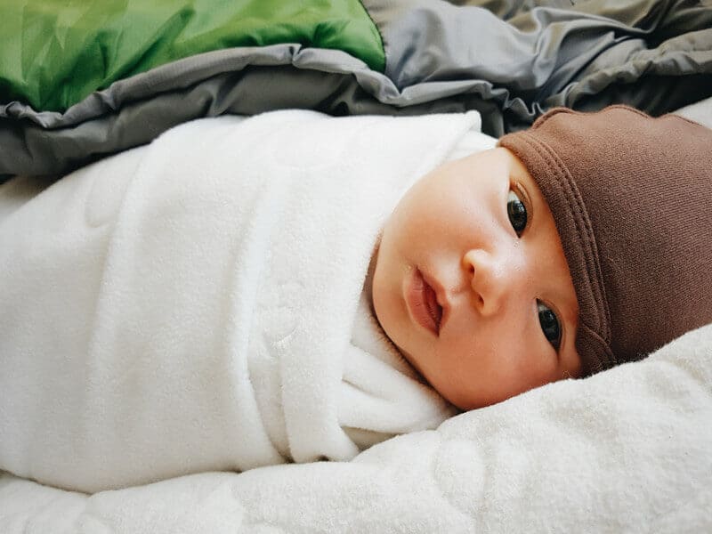 Wearing a microfleece sleepsack swaddle