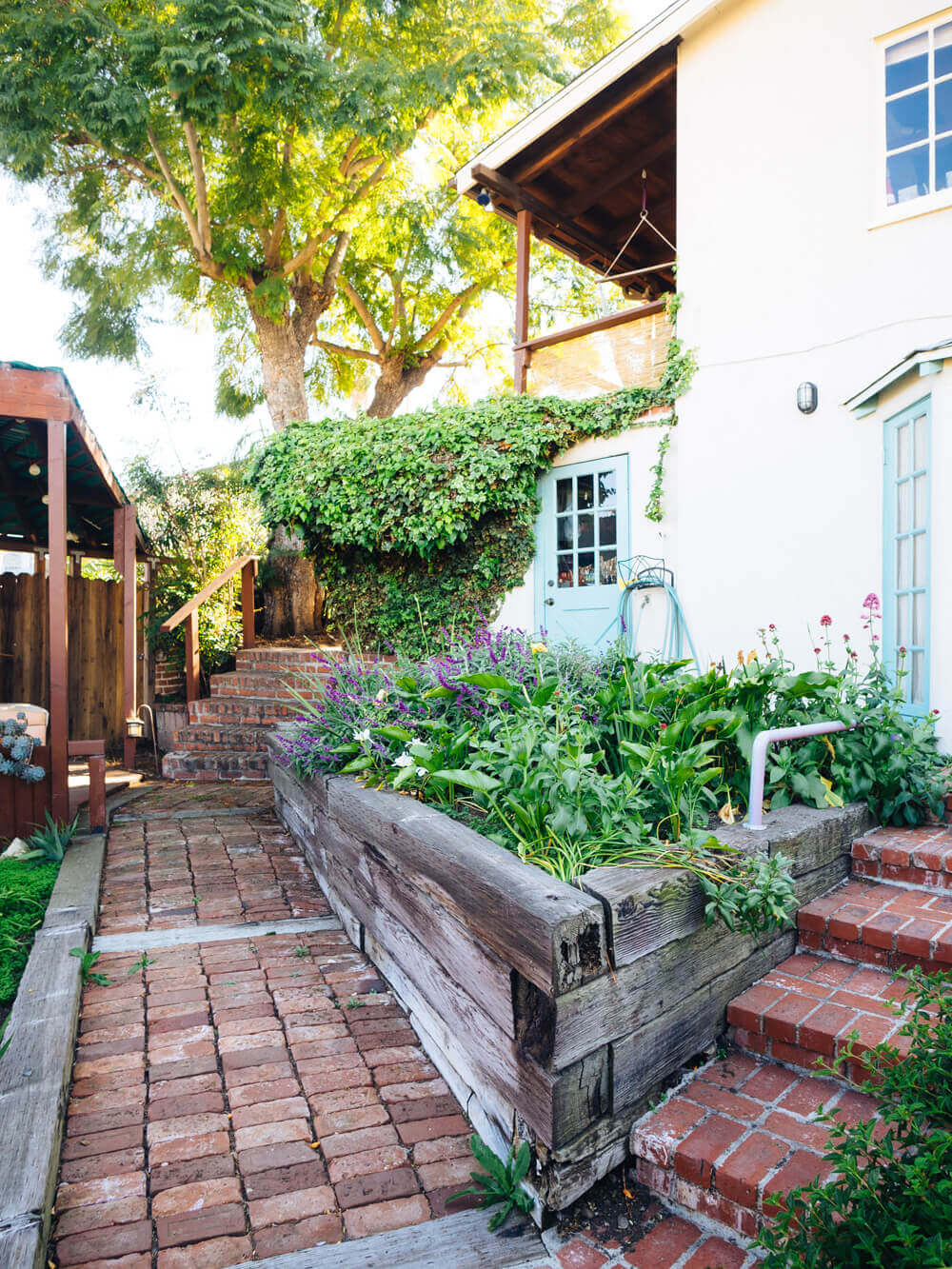 Lower yard with ornamental landscaping
