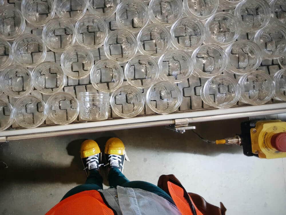 Ball jars on the assembly line