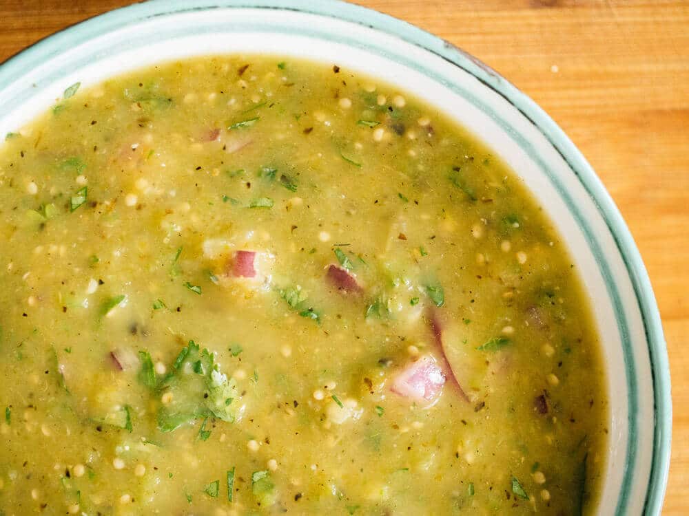 Roasted green tomatoes in salsa verde