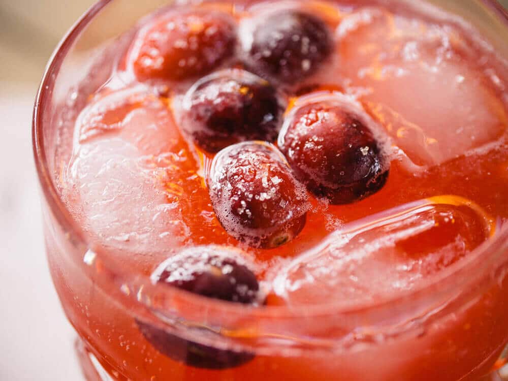 Cranberry moscow mule with sugared cranberries