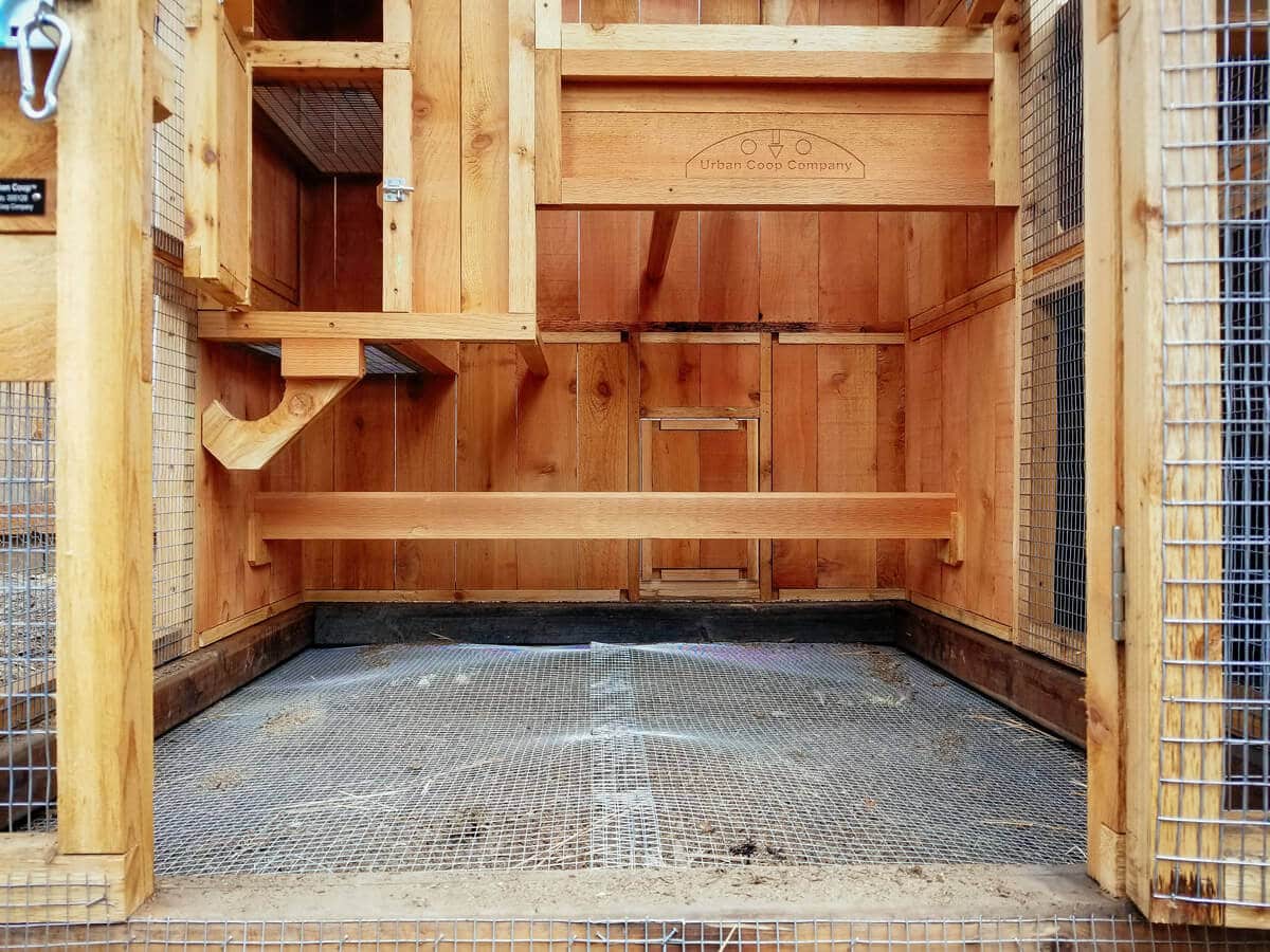 Reinforcing the floor of the coop with hardware cloth for extra security