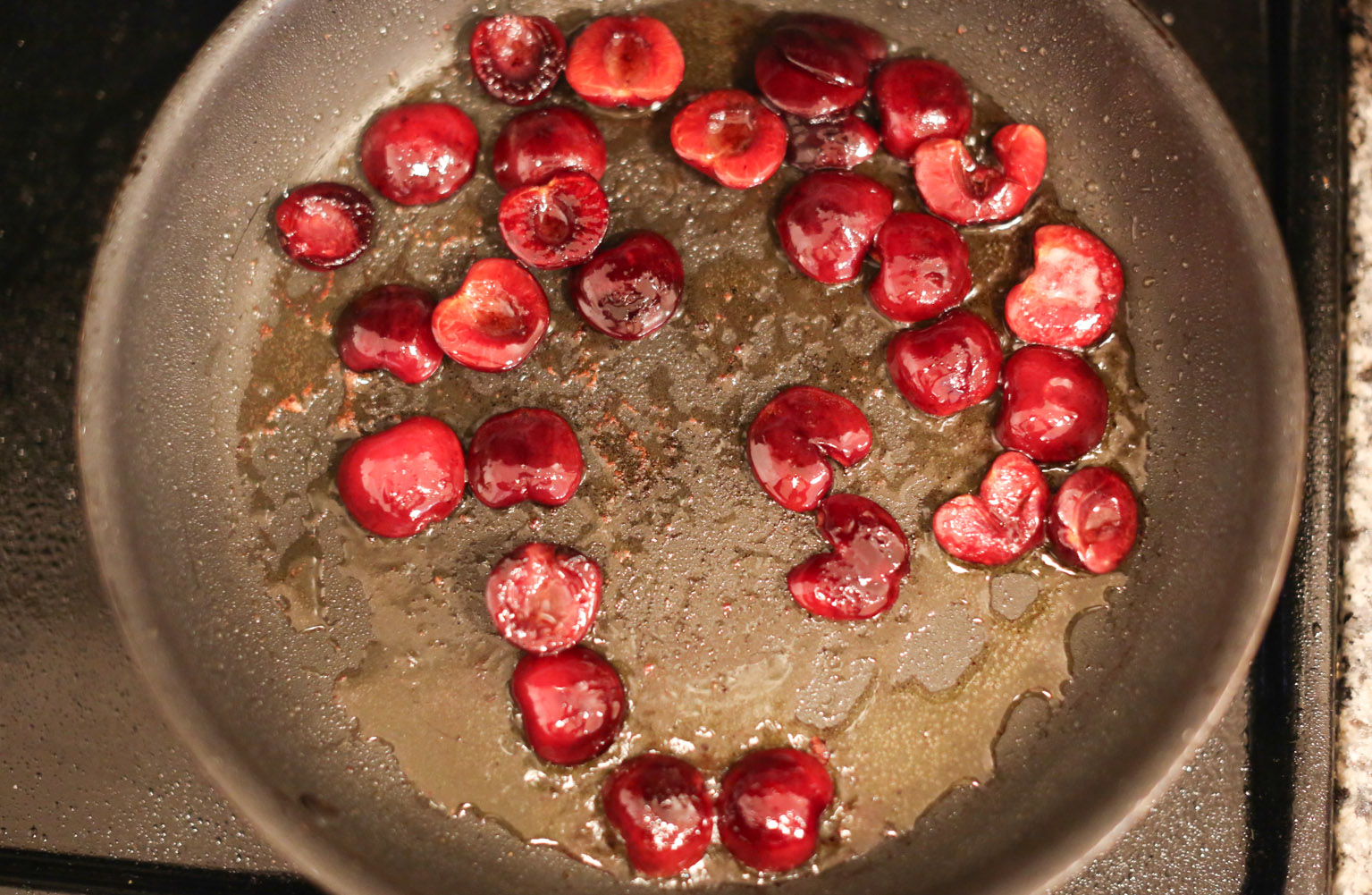Grilled Steak and Arugula Salad with Balsamic Cherries Prep