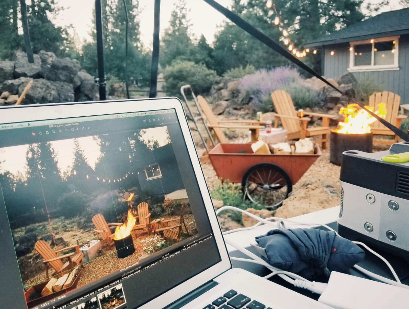 Behind the scenes of The Backyard Fire Cookbook cover shoot