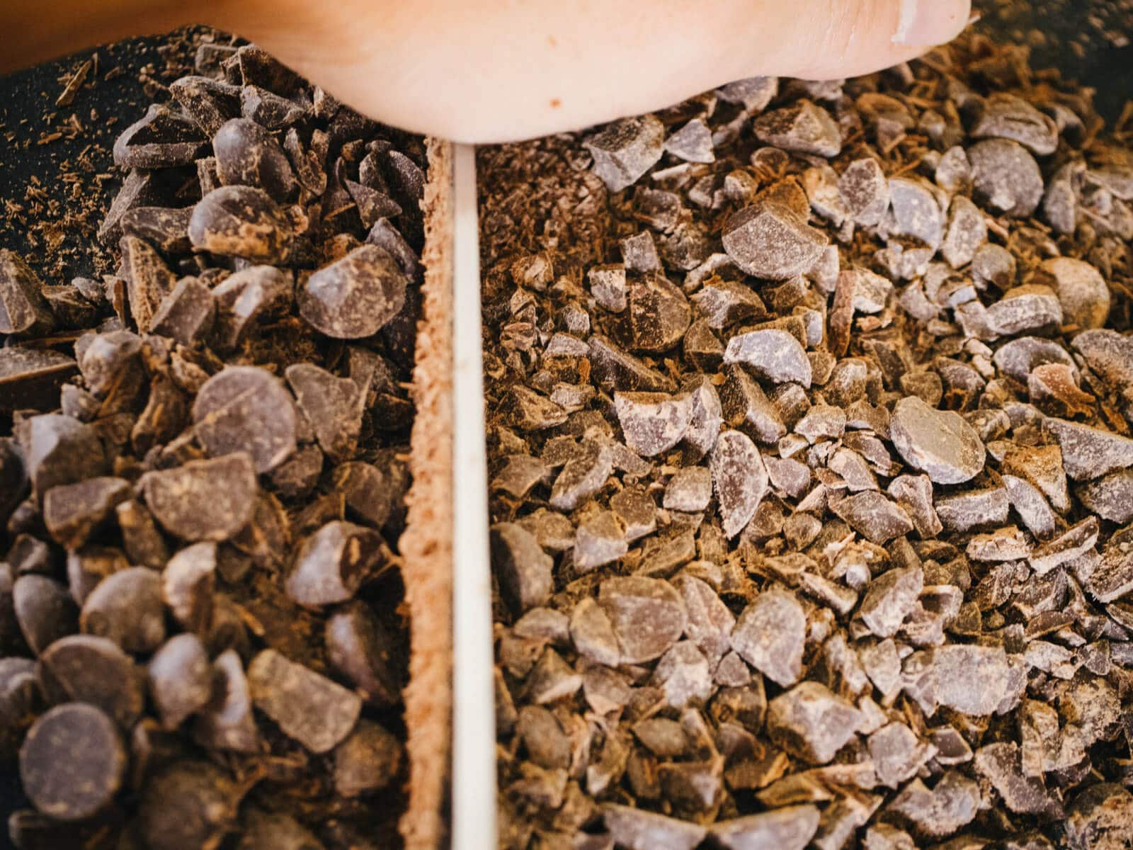 Finely chopping chocolate chips for hot chocolate mix