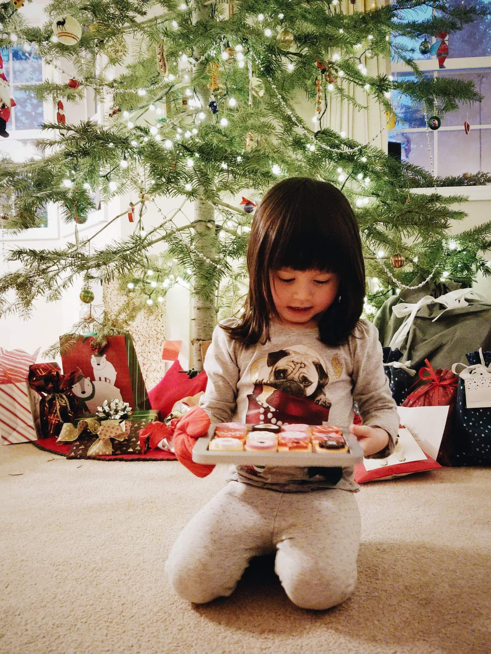 Opening presents on Christmas day