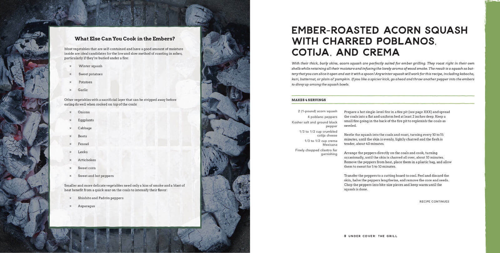 Ember-roasted acorn squash recipe with helpful sidebar