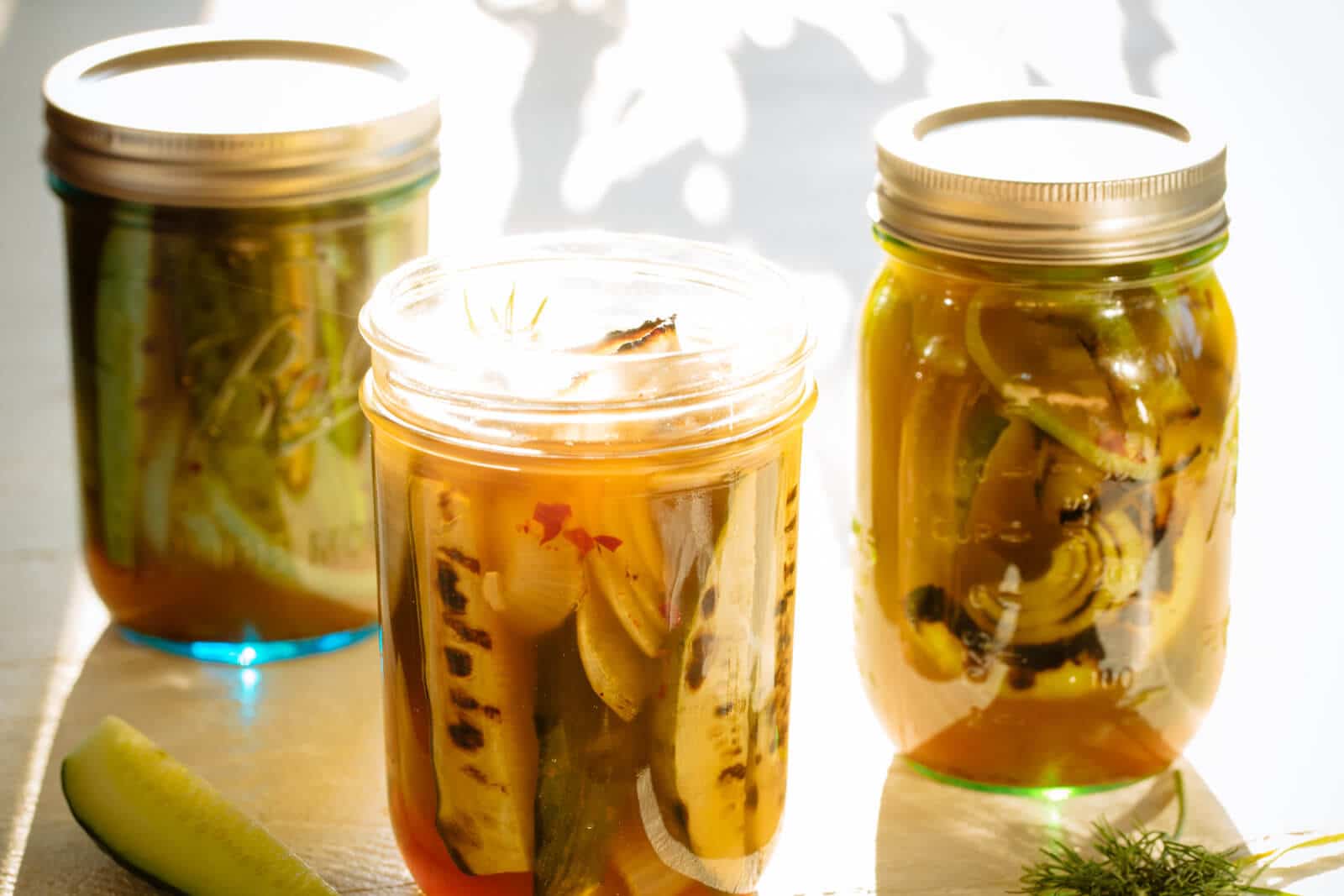Grilled cucumber pickles
