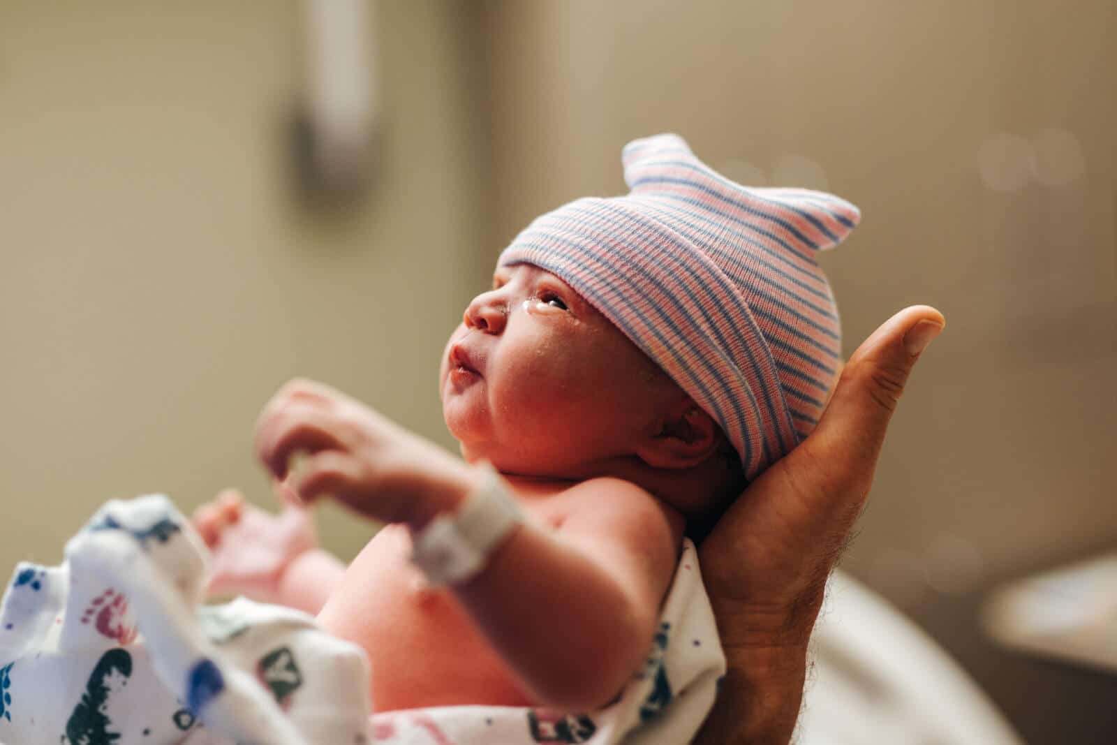 Wide-eyed and alert just moments after birth