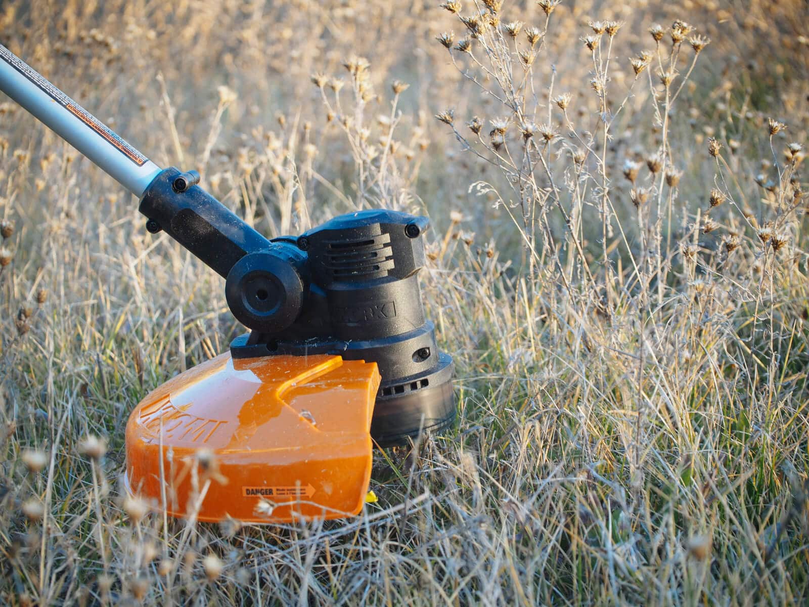 WORX cordless string trimmer at work