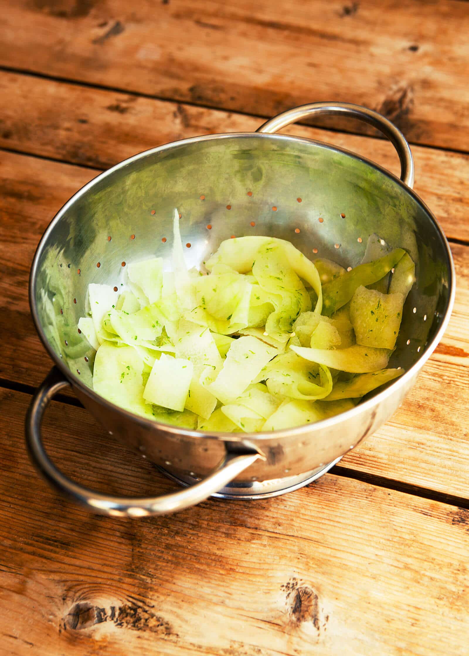 Watermelon rind seasoned and ready for pickling
