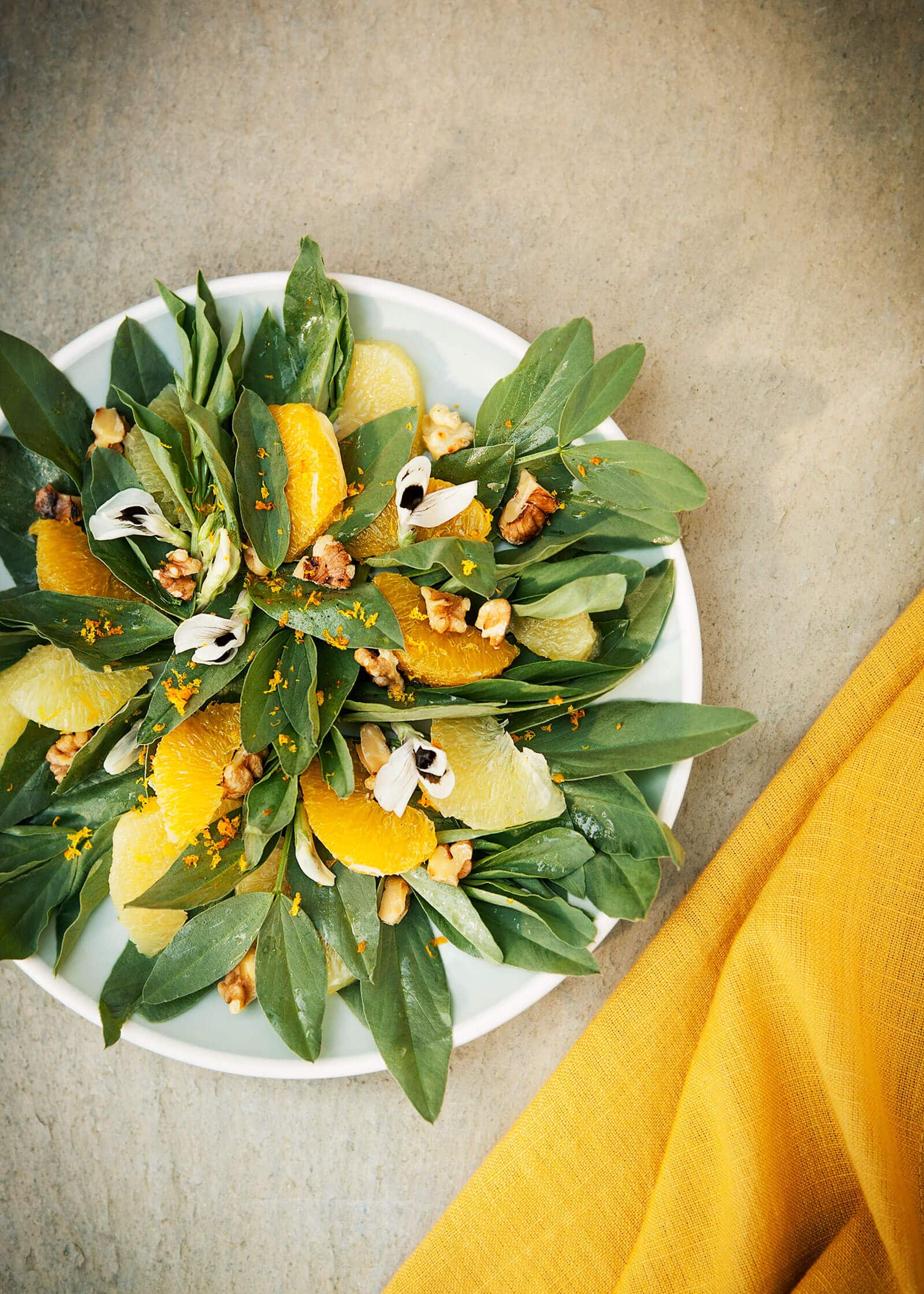 Fava leaf salad with citrus