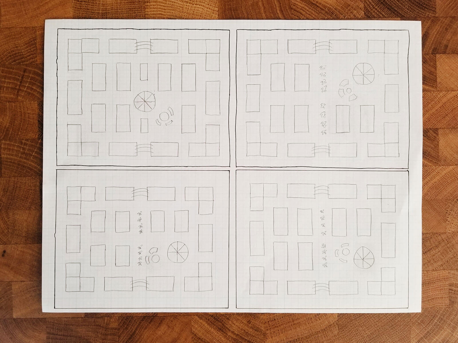 Rough sketch of raised bed layout ideas