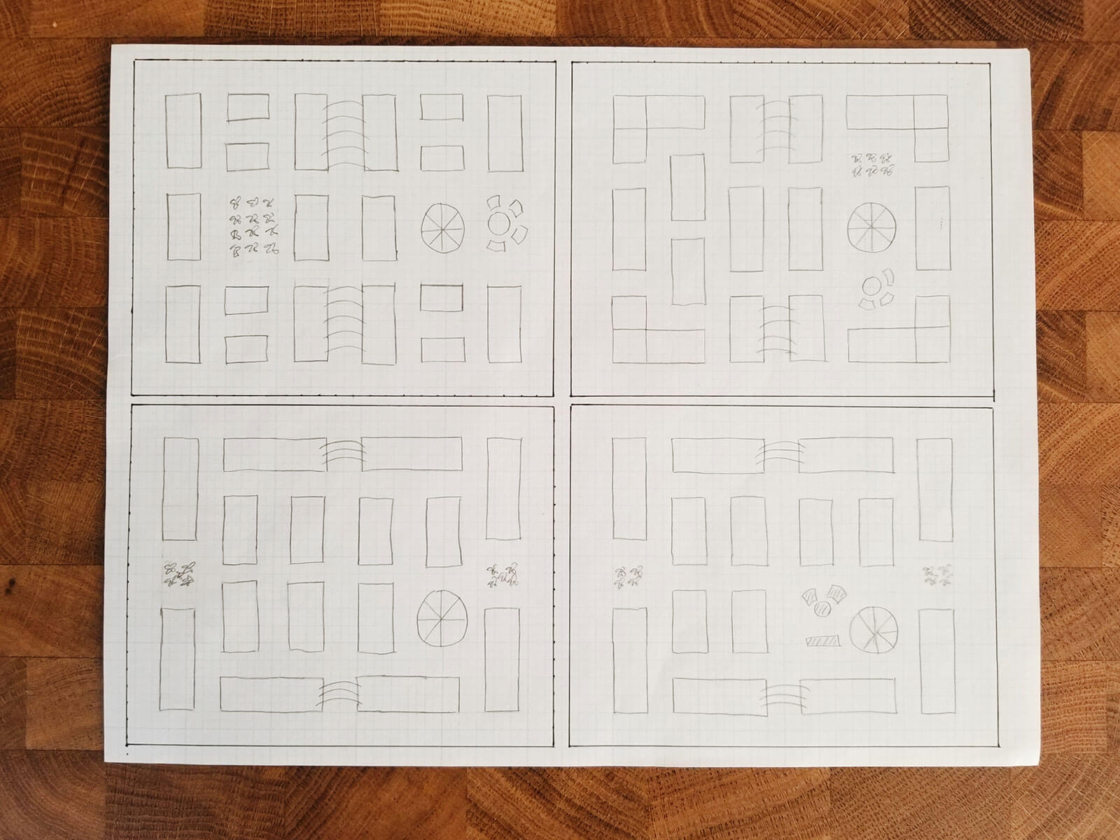 Rough sketch of raised bed layout ideas