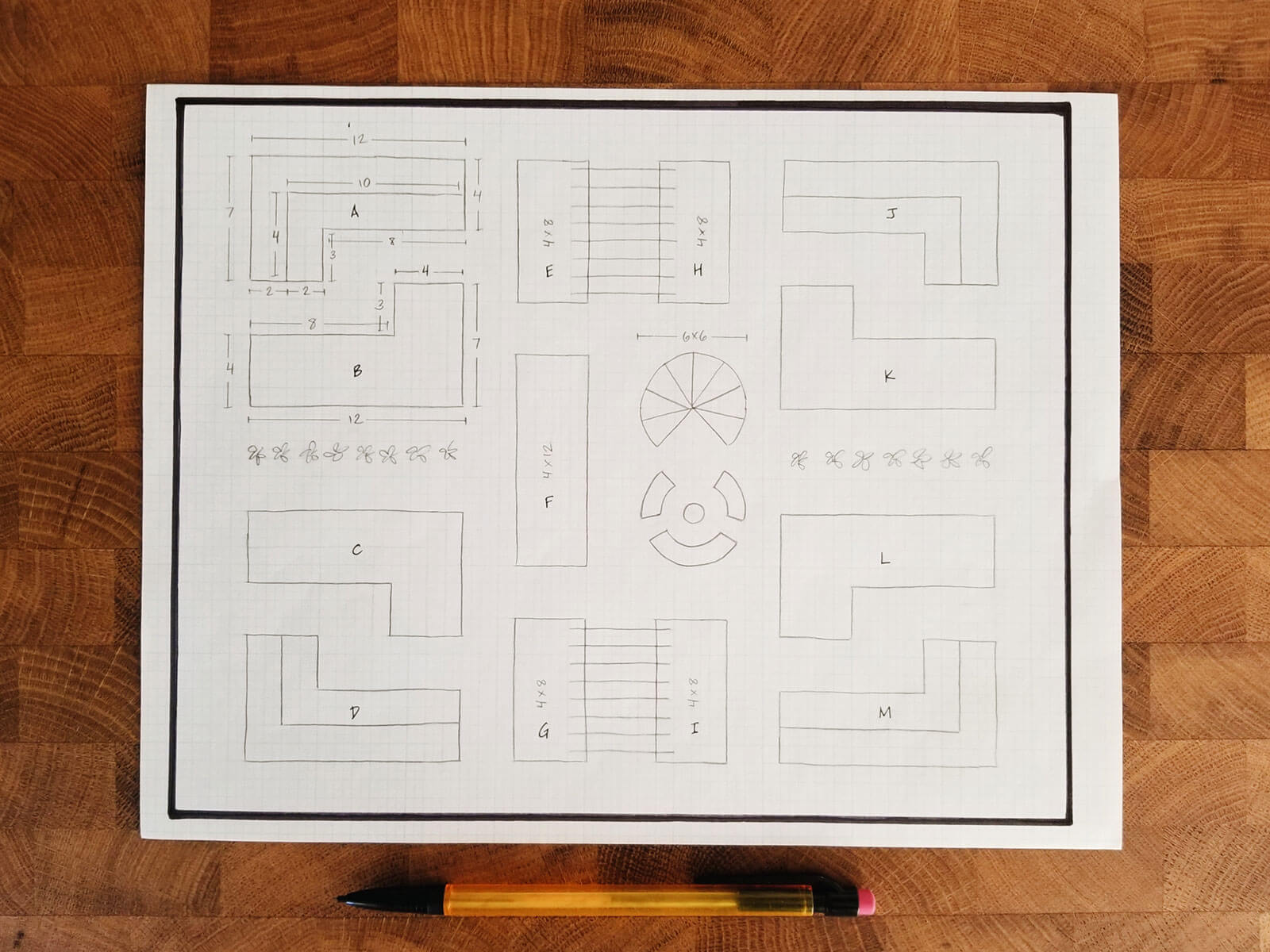 Scale drawing of the final raised bed layout