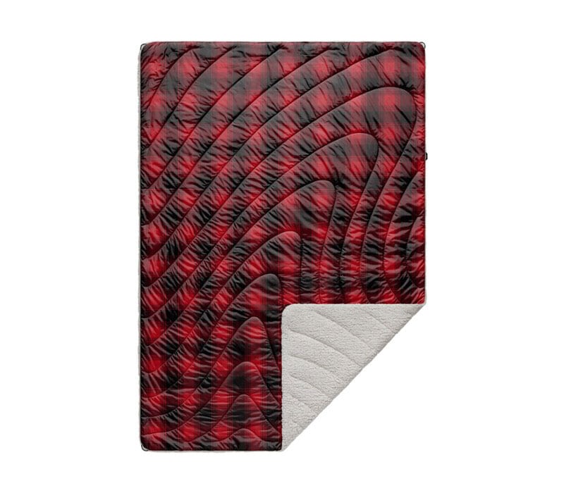 Sherpa-lined down blanket for camp
