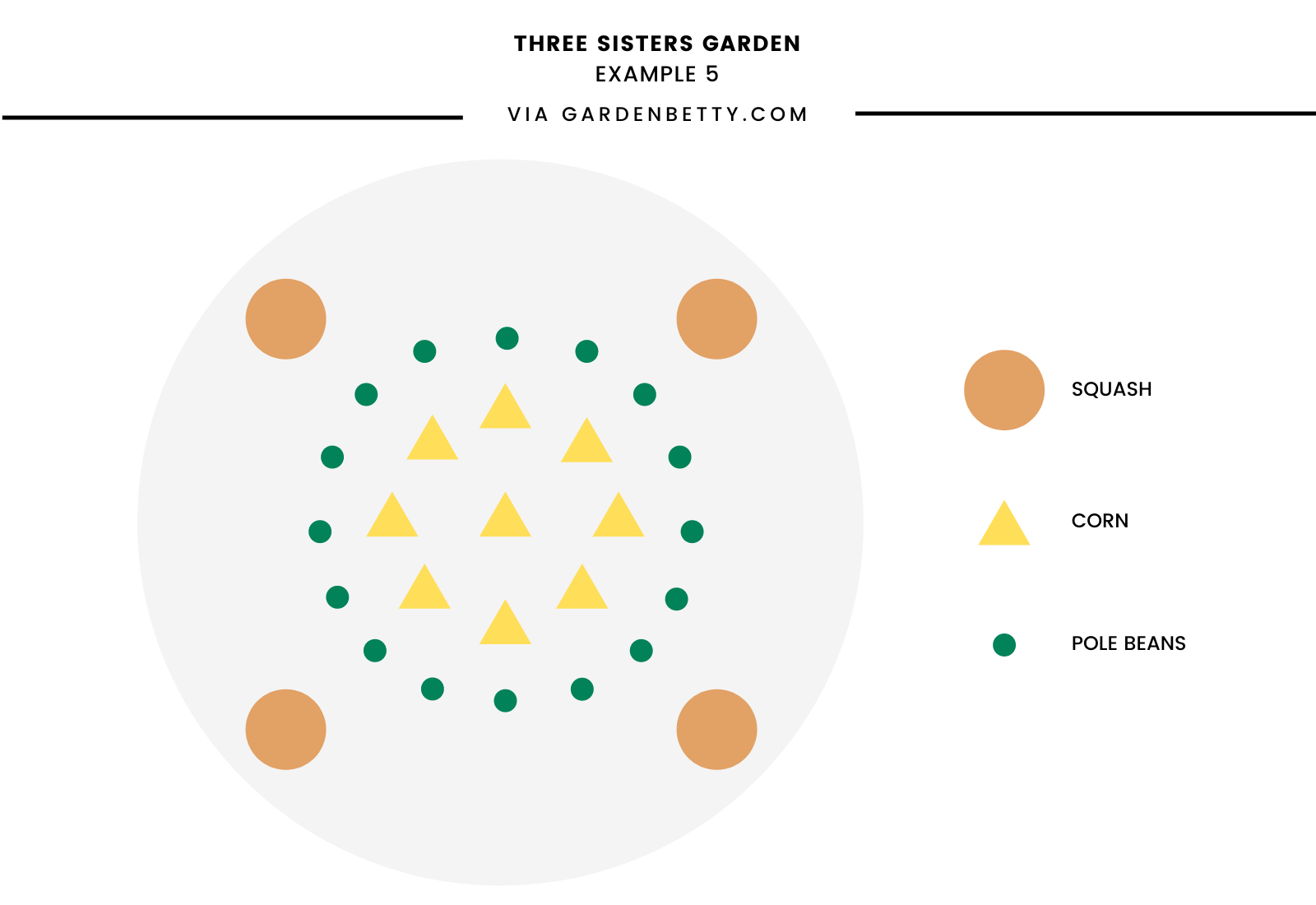 Sample garden layout for Three Sisters garden (example 5)