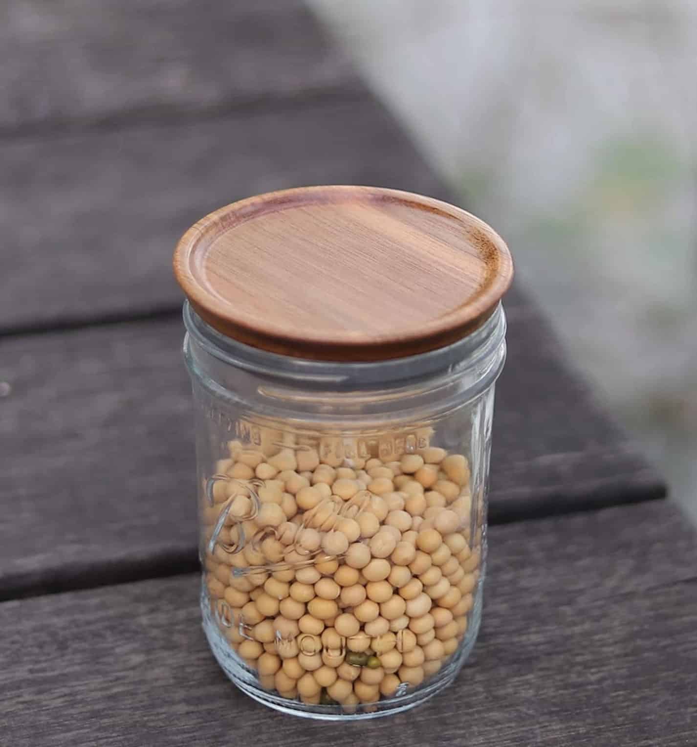 Acacia wooden mason jar lids